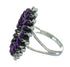 Silver Water Wave And Magenta Turquoise Needlepoint Southwestern Ring Size 7-1/2 YX67100